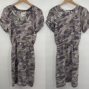 Barneys New York COOP Silk Knee Length Mini Dress Printed Gray Size Small